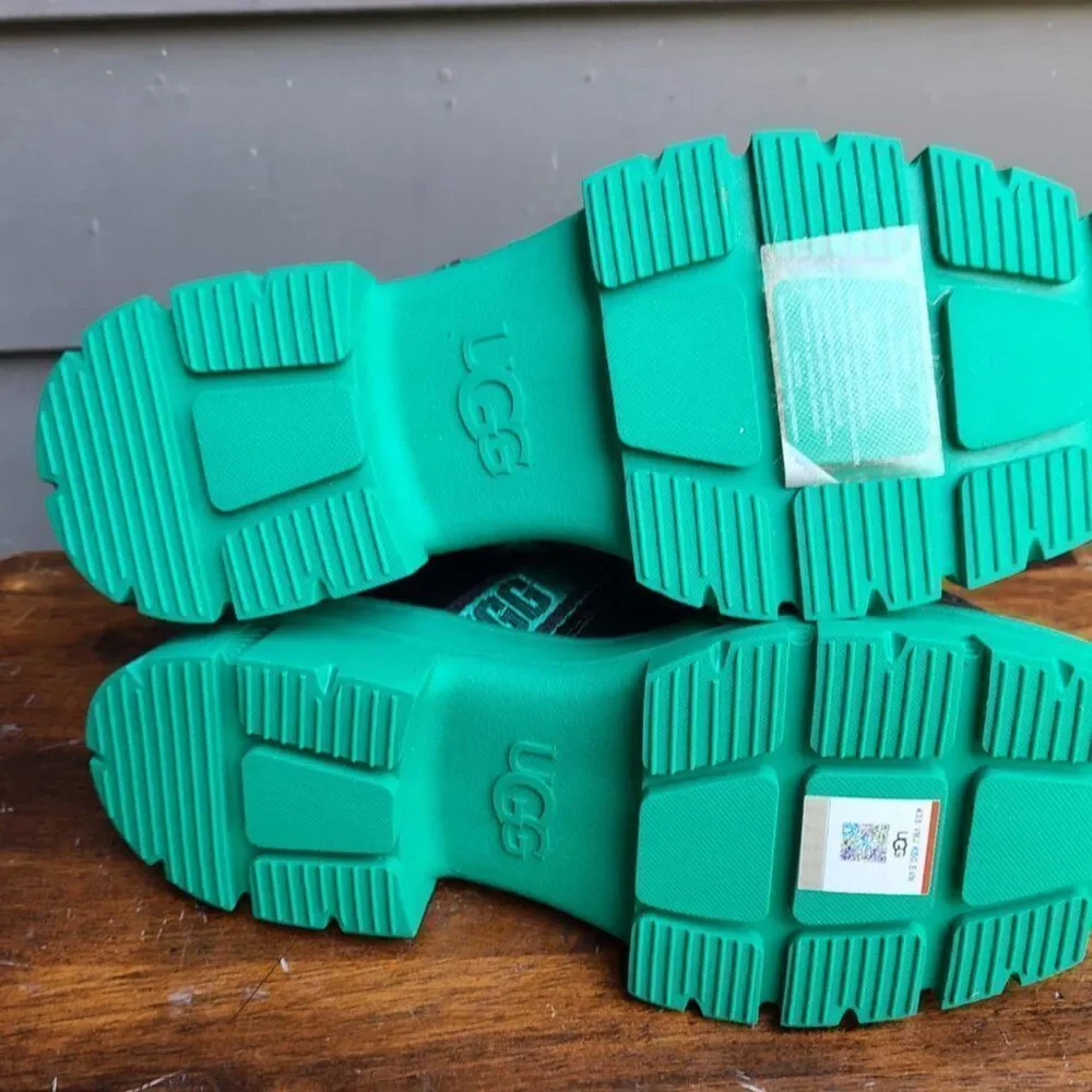 UGG Ashton Plush Emerald Green Black Waterproof Loafers size 7 NWT!